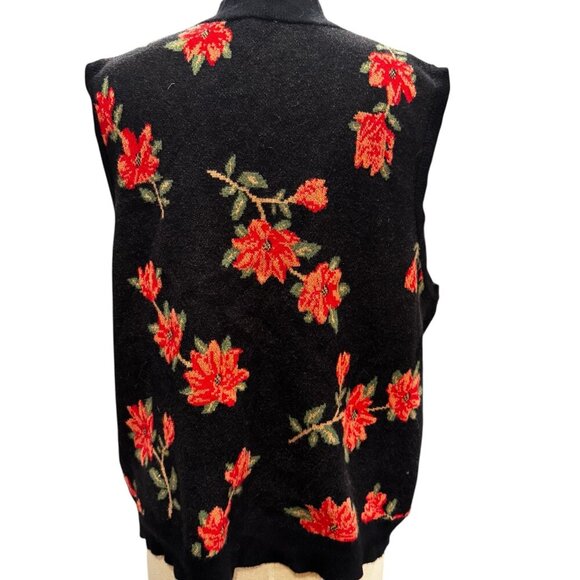 Draper James Women’s XXL Black Sweater Vest – Red Floral Print, Sleeveless, Boho - Picture 4 of 4